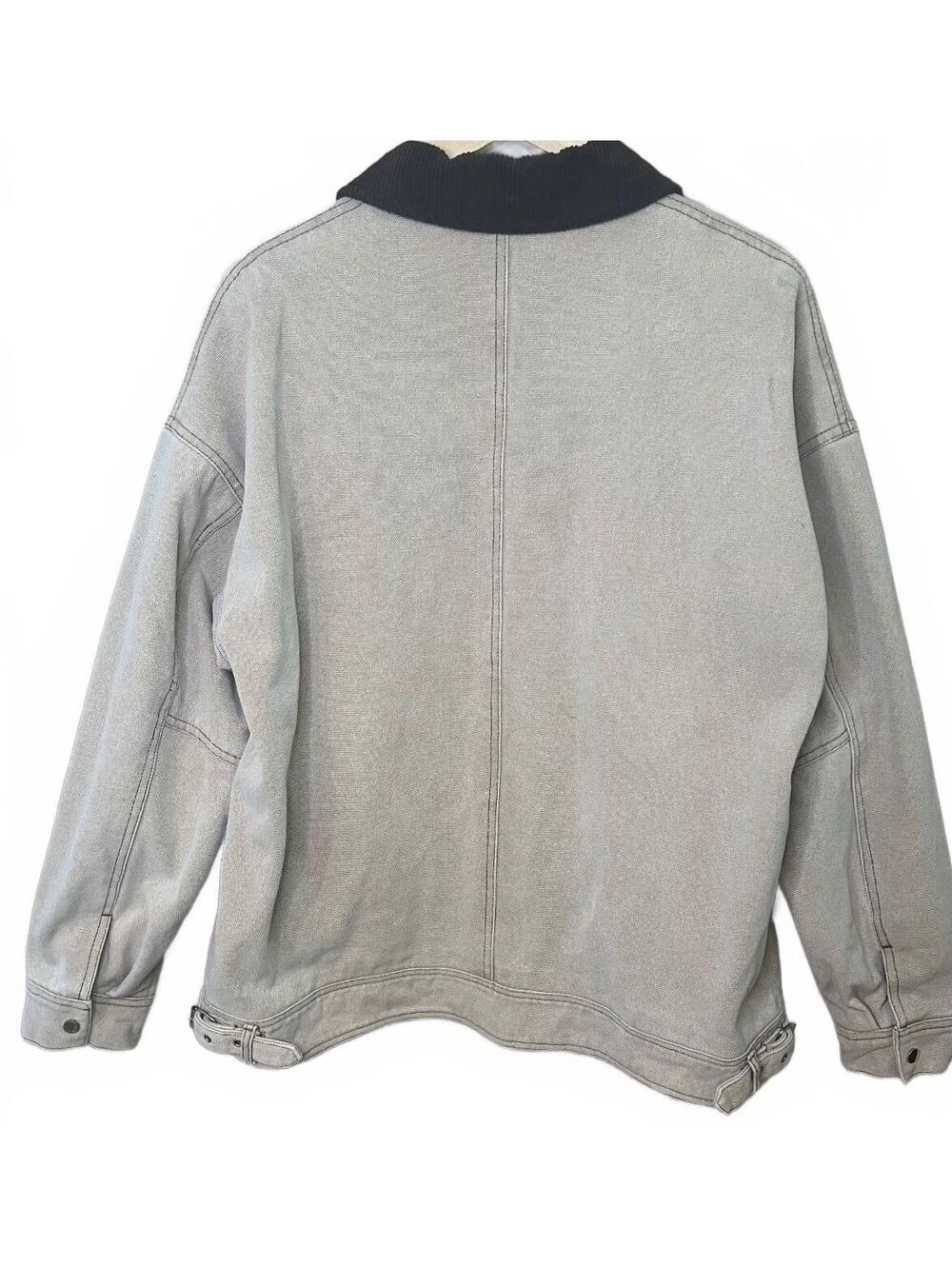 Lioness Workwear Jacket Stone 100% Cotton Utility Buckle Size Large NWOT - Picture 8 of 13